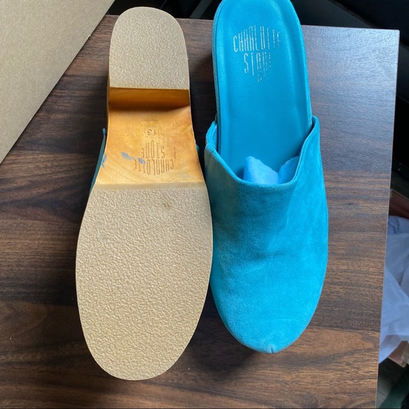 Turquoise Suede Clogs - Picture 5 of 5